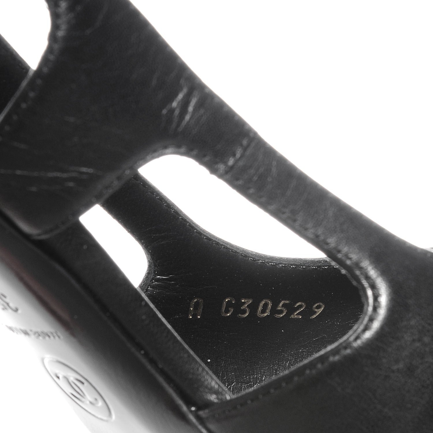 Chanel Leather Pearl Slingback Pumps 35.5 Black 9 of 9