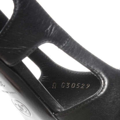 Chanel Leather Pearl Slingback Pumps 35.5 Black 9 of 9