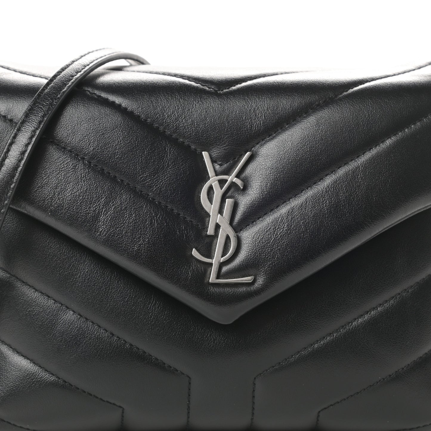 Calfskin Y Quilted Monogram Toy Loulou Crossbody Bag Black