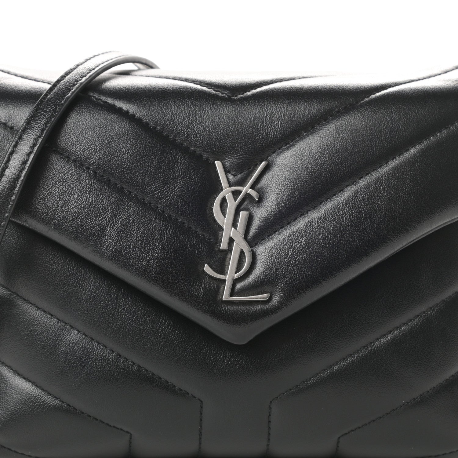 Saint Laurent Calfskin Y Quilted Monogram Toy Loulou Crossbody Bag Black 8 of 11