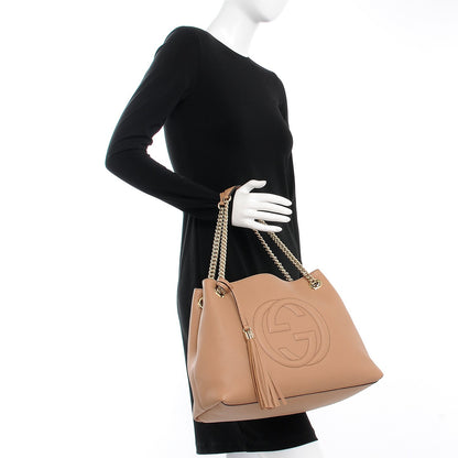 Gucci Pebbled Calfskin Medium Soho Chain Shoulder Bag Rose Beige 2 of 7