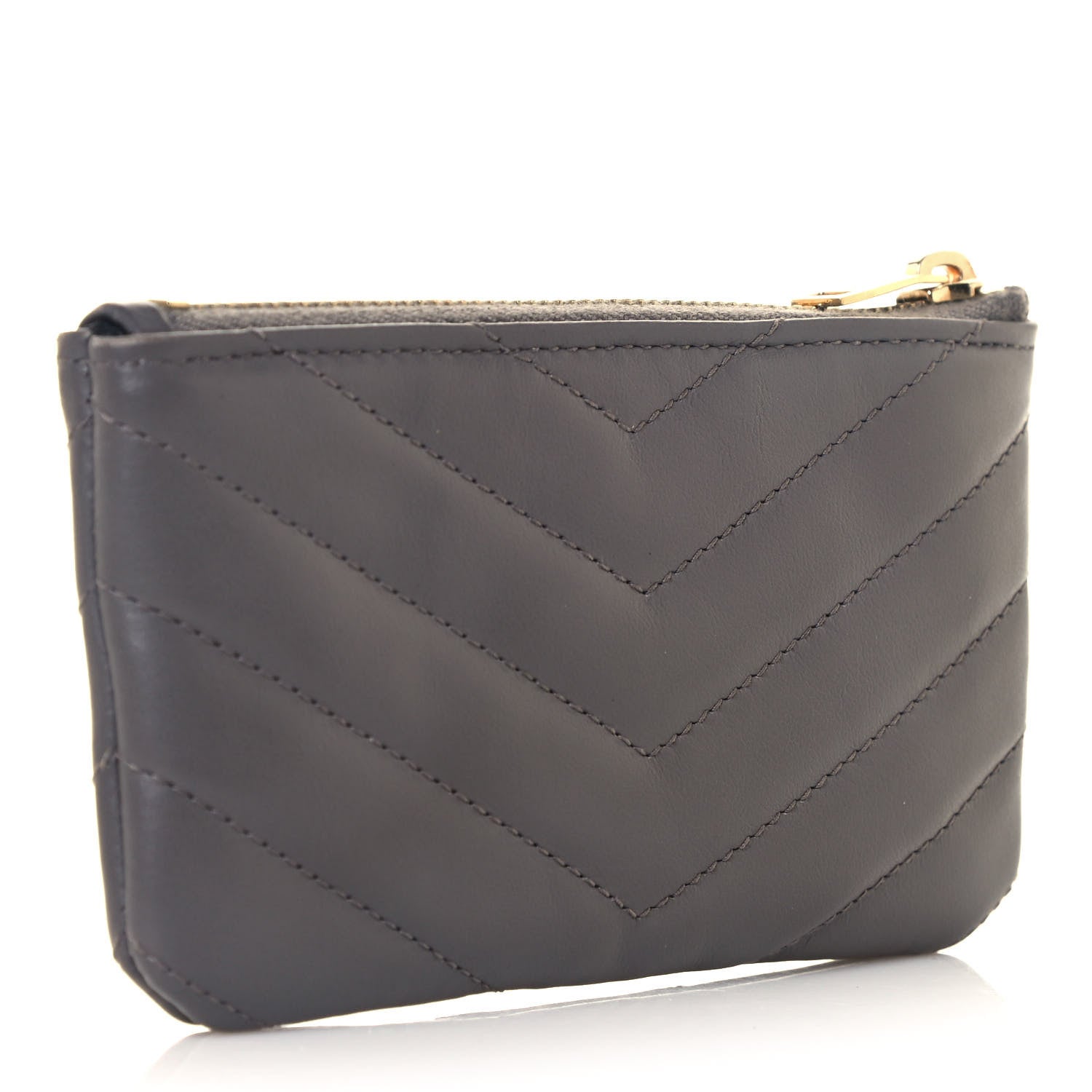 Saint Laurent Calfskin Matelasse Monogram Key Pouch Fog 2 of 9