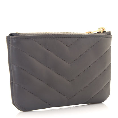 Saint Laurent Calfskin Matelasse Monogram Key Pouch Fog 2 of 9