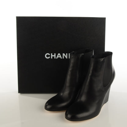 Chanel Lambskin Pearl CC Ankle Boots 38.5 Black 6 of 9