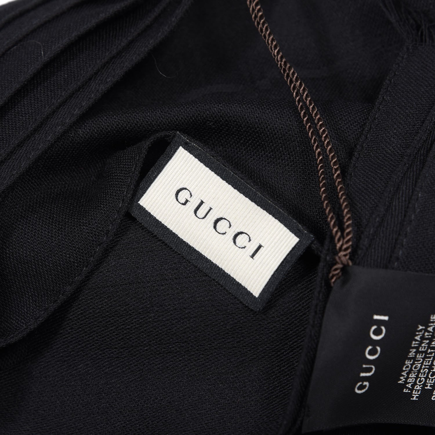Gucci Wool Silk GG Monogram GGNat Scarf Black 3 of 4
