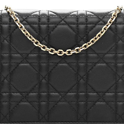 Christian Dior Lambskin Cannage Lady Dior Chain Wallet Black 9 of 13