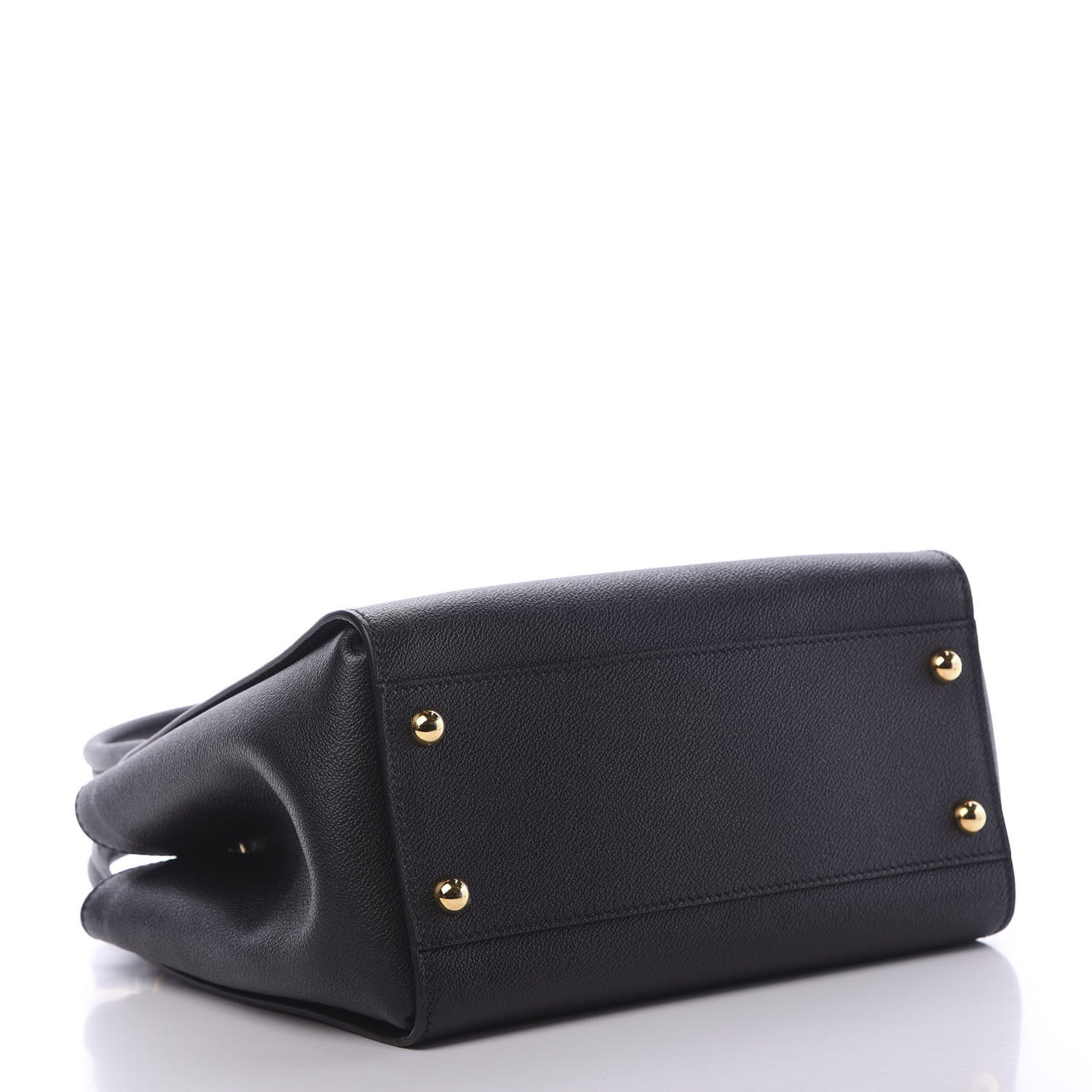 Soft Grain Calfskin Medium Buckle Tote Black