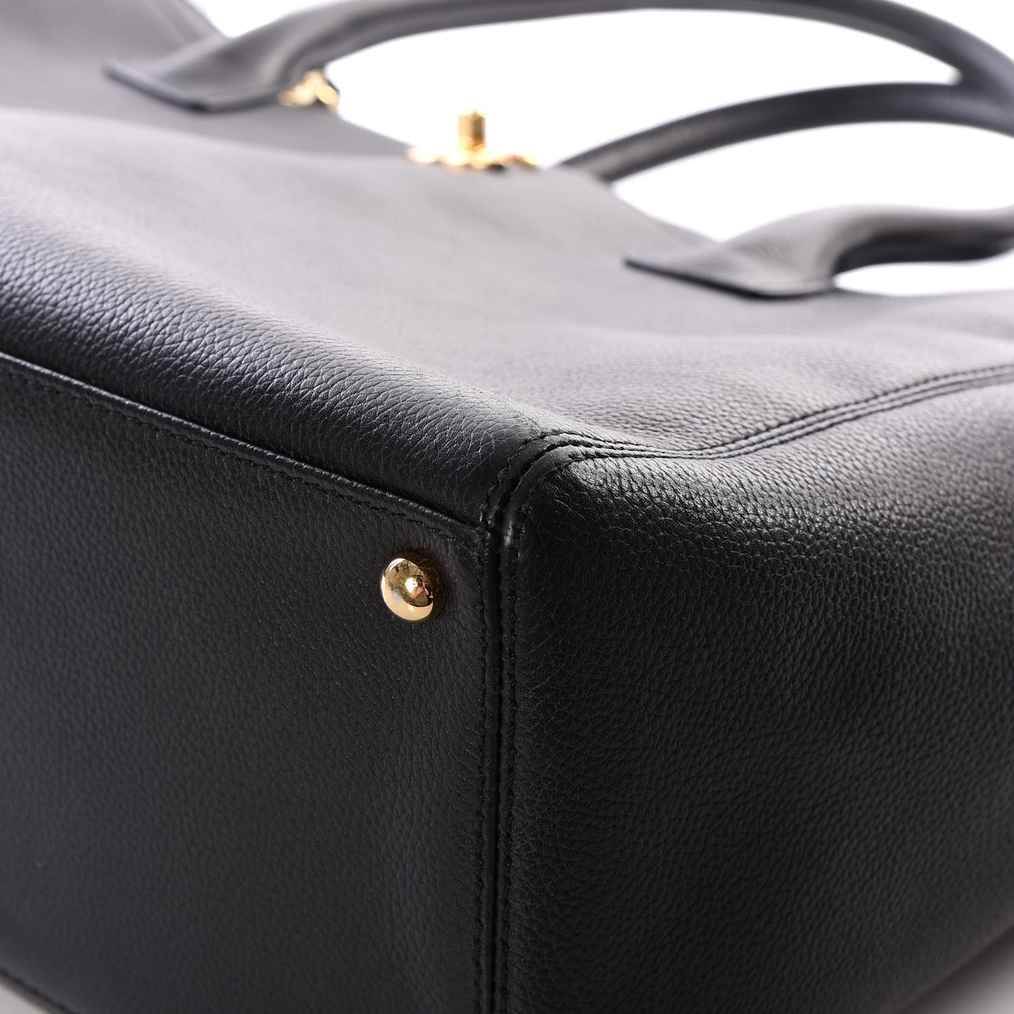 Calfskin Cerf Executive Shopper Tote Black
