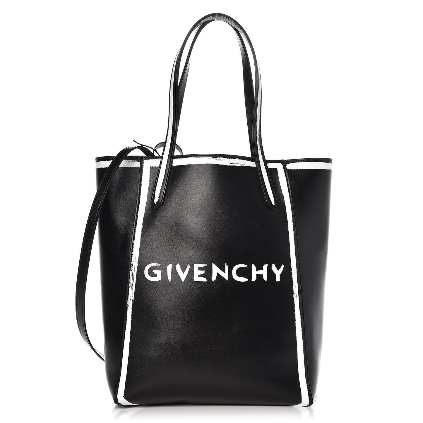 Calfskin Logo Print Medium Stargate Shopper Tote Black