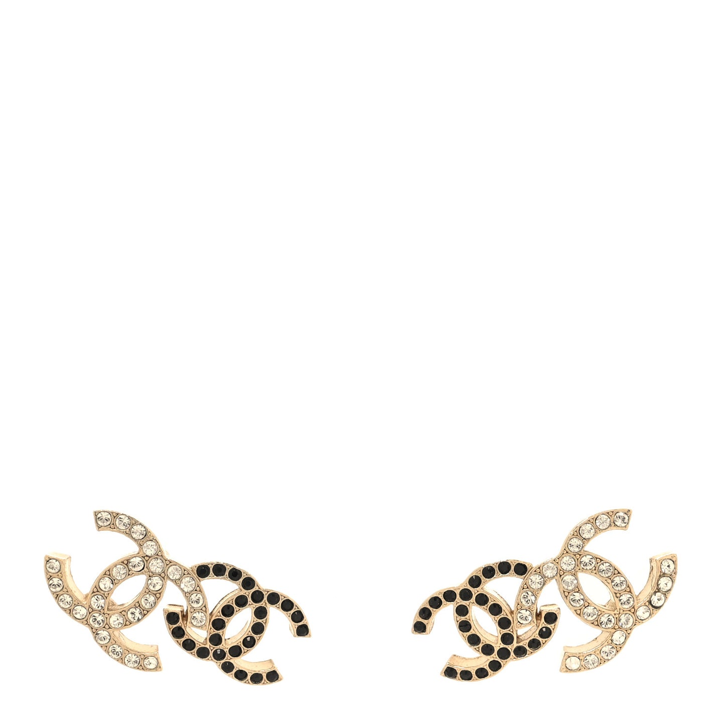 Crystal Double CC Earrings Gold Black