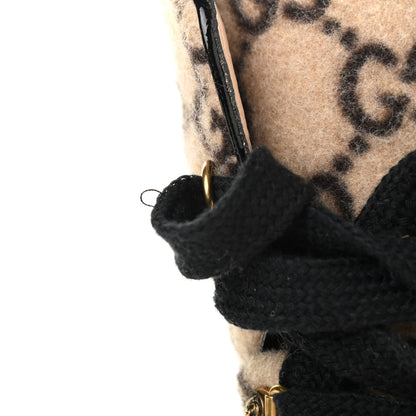 Gucci Covered Wool GG Monogram Womens Lace Up Combat Ankle Boots 38.5 Beige Ebony Black 11 of 11