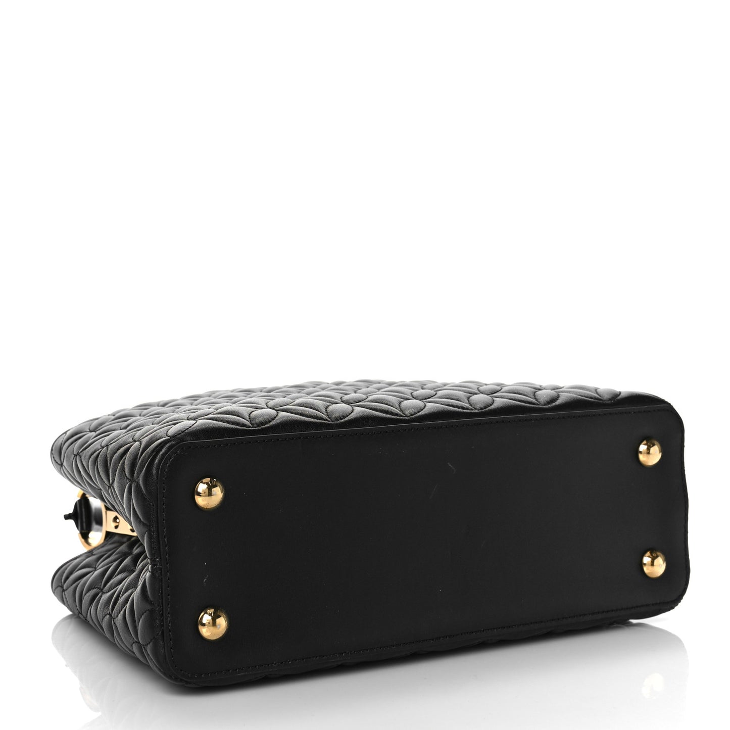 Lambskin Quilted Flower Capucines PM Black