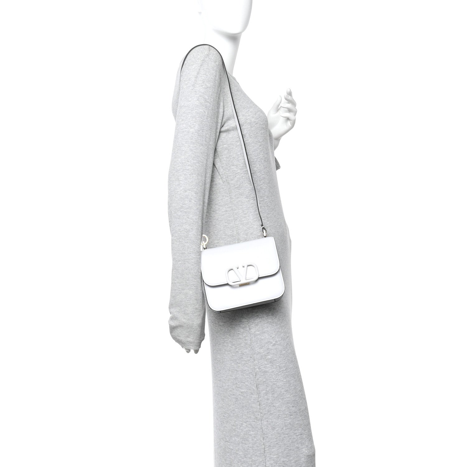 Valentino Garavani Smooth Calfskin Small VSling Shoulder Bag White