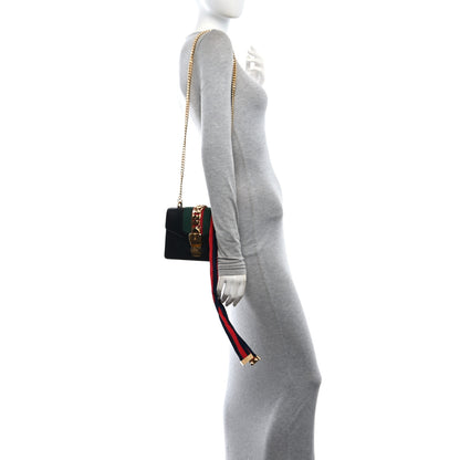 Gucci Calfskin Mini Sylvie Chain Shoulder Bag Black 2 of 10