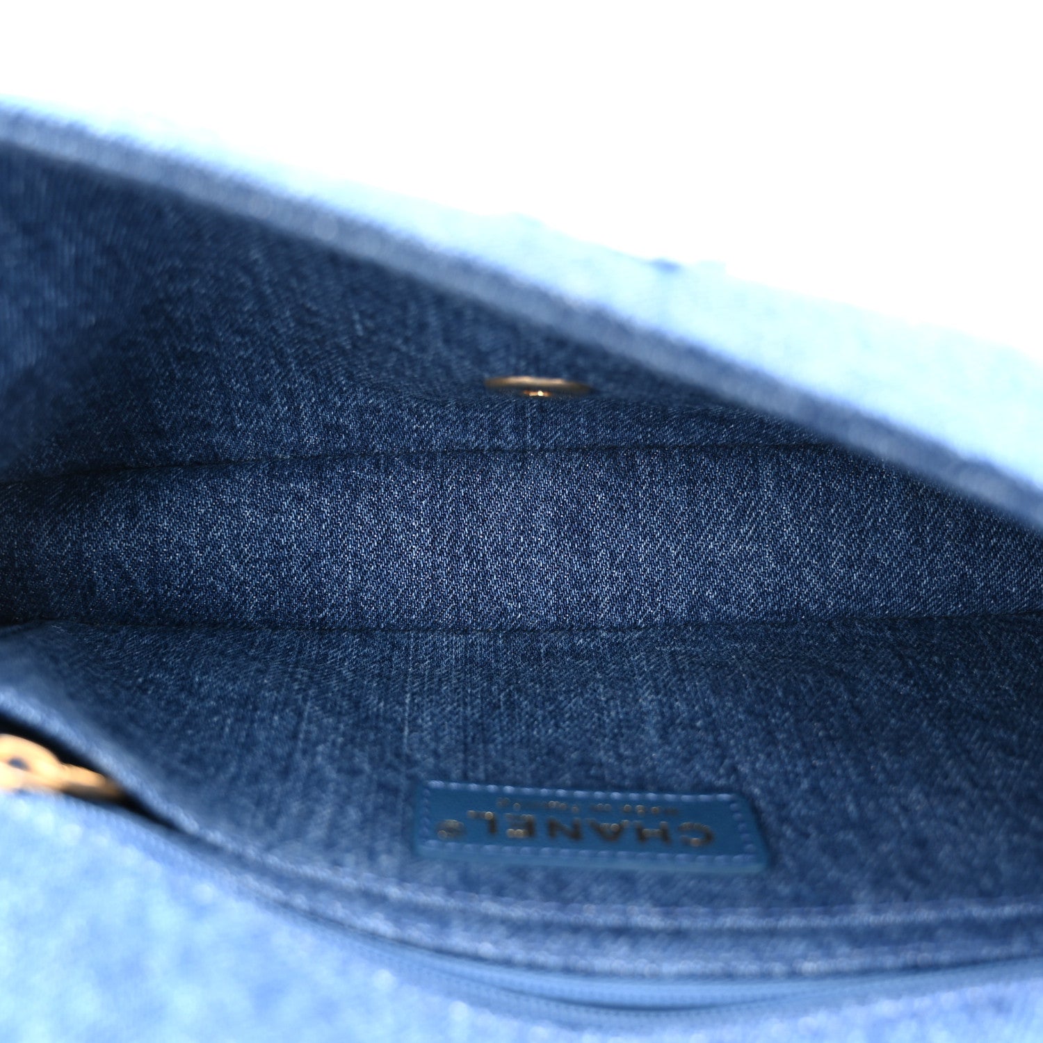 Chanel Denim Shearling Hieroglyph Flap Blue 5 of 11