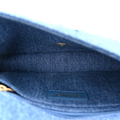 Chanel Denim Shearling Hieroglyph Flap Blue 5 of 11