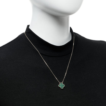 Van Cleef & Arpels 18K Yellow Gold Malachite Vintage Alhambra Pendant Necklace 2 of 5