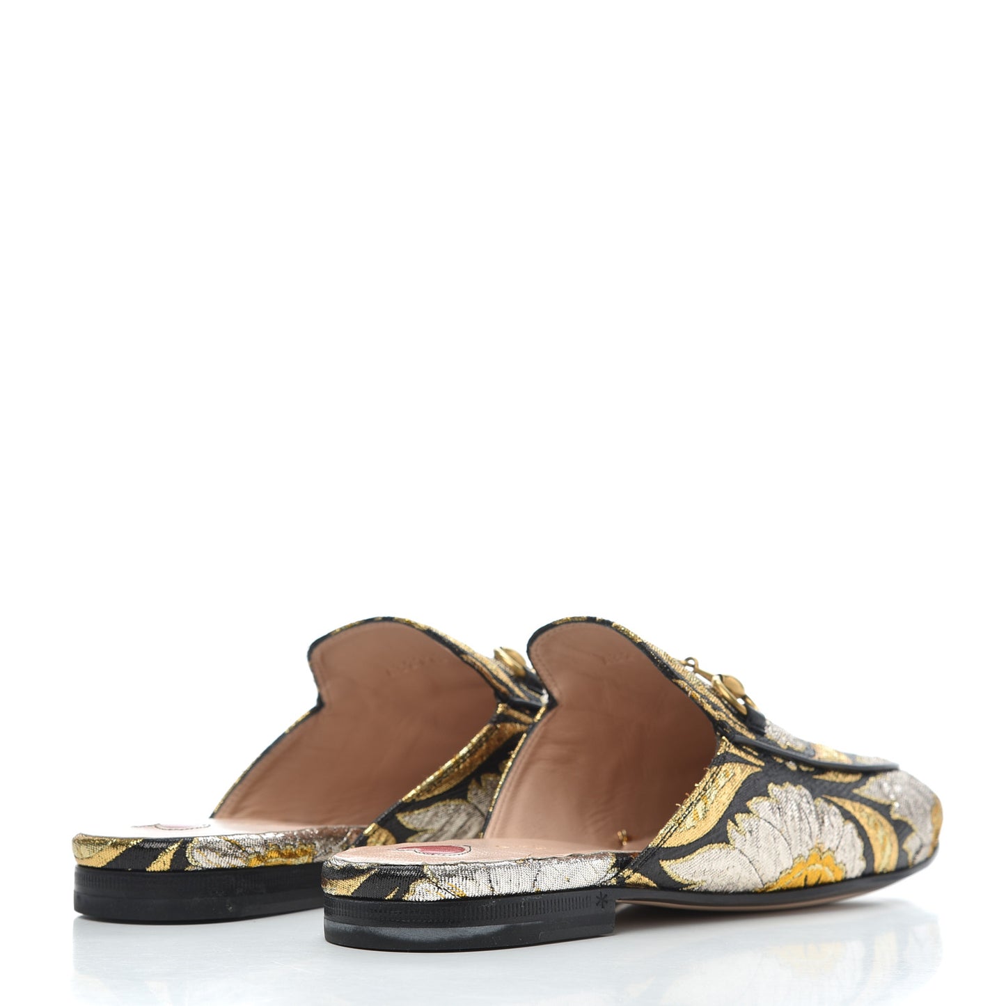Jacquard Floral Womens Princetown Slippers 36.5 Oro Black