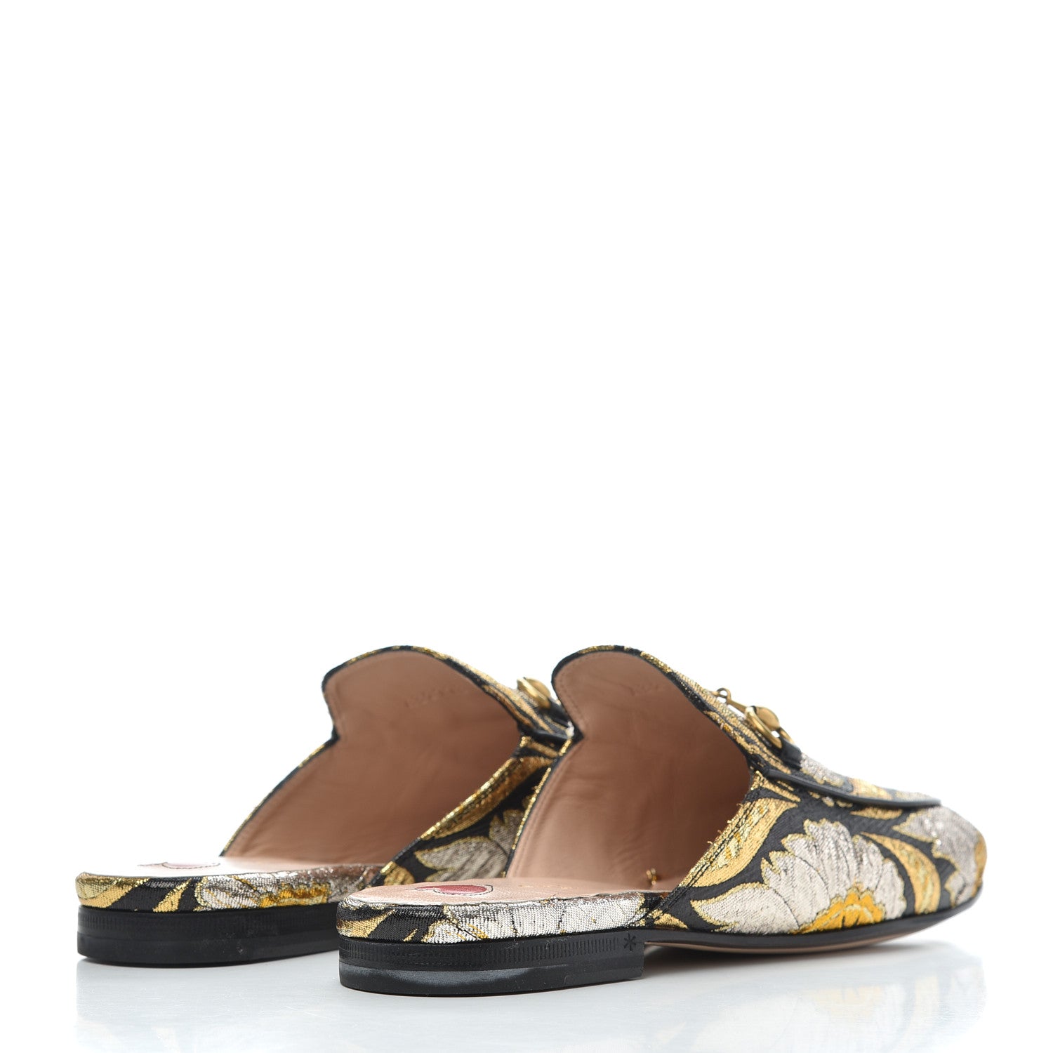 Gucci Jacquard Floral Womens Princetown Slippers 36.5 Oro Black 4 of 11