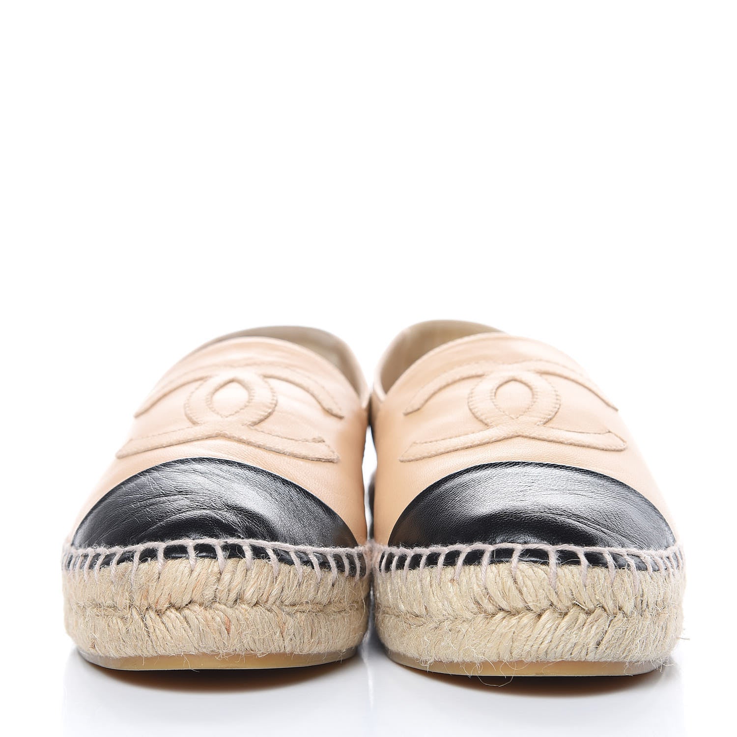 Chanel Lambskin CC Espadrilles 36 Beige Black 2 of 11