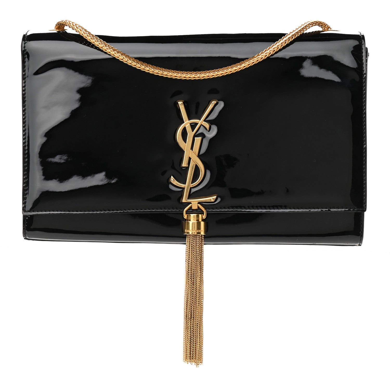 Saint Laurent Patent Medium Classic Monogram Kate Tassel Satchel Black 1 of 9