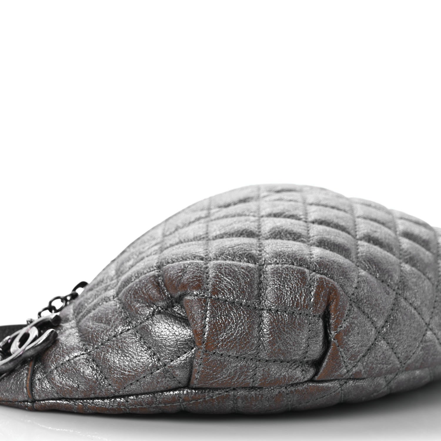 Chanel Metallic Goatskin Quilted Banane Waist Bag Fanny Pack Silver 7 of 8