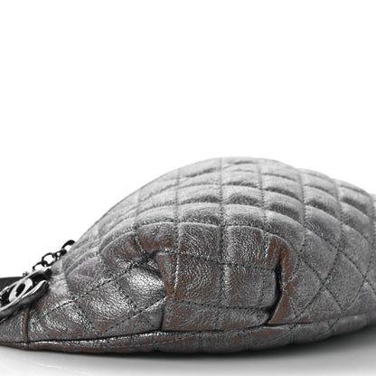 Chanel Metallic Goatskin Quilted Banane Waist Bag Fanny Pack Silver 7 of 8