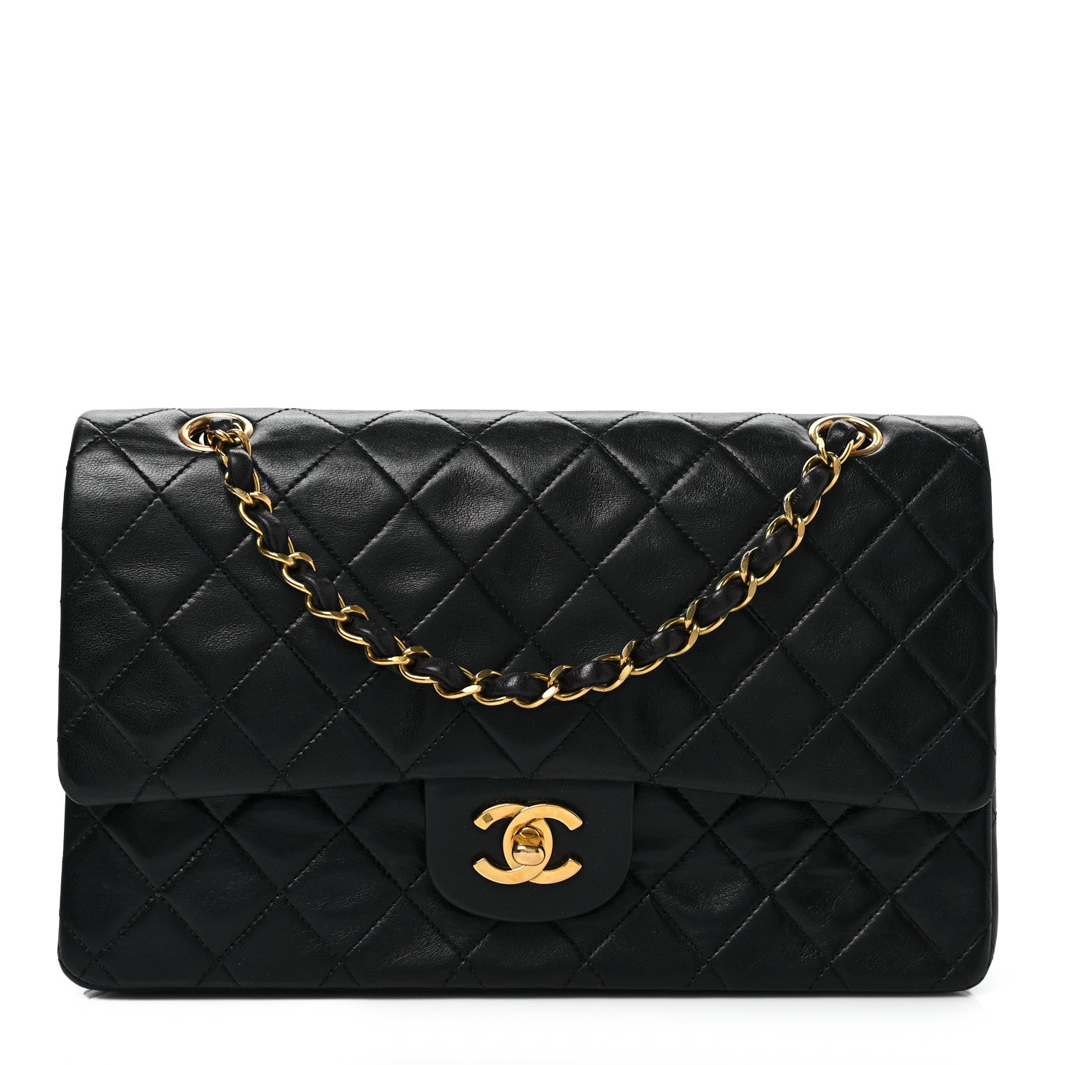 Chanel Lambskin Quilted Medium Double Flap Black 1 of 8