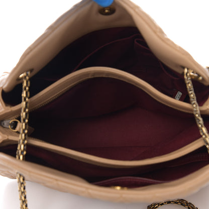 Chanel Lambskin Quilted Large Just Mademoiselle Bowling Bag Beige 4 of 13