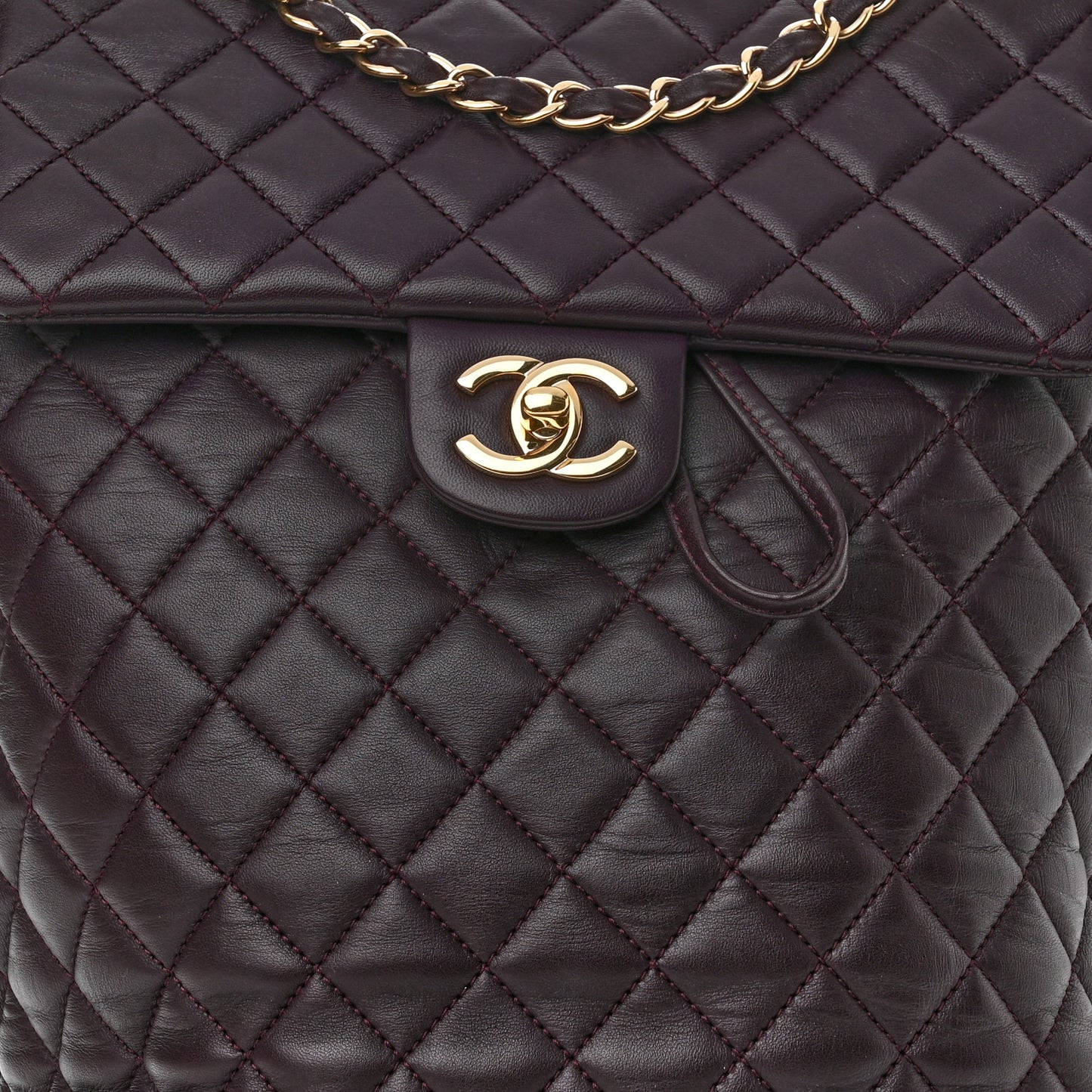 Lambskin Quilted Large Urban Spirit Backpack Dark Purple