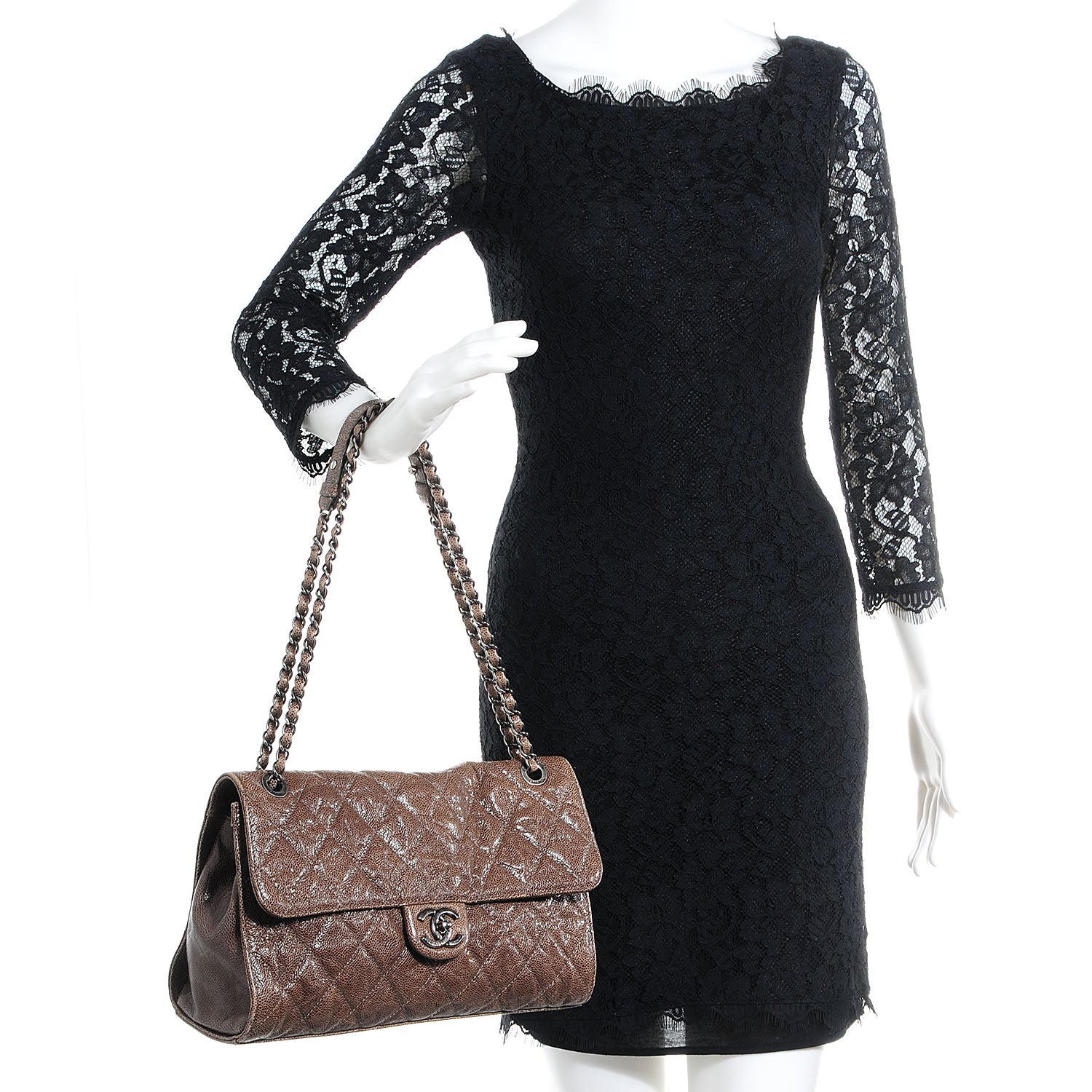 Chanel Crumpled Grained Calfskin CC Crave Jumbo Flap Brown 2 of 12