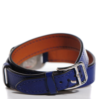Hermes Swift Calfskin Cape Cod PM Double Tour Watch Bleu Electrique 4 of 14