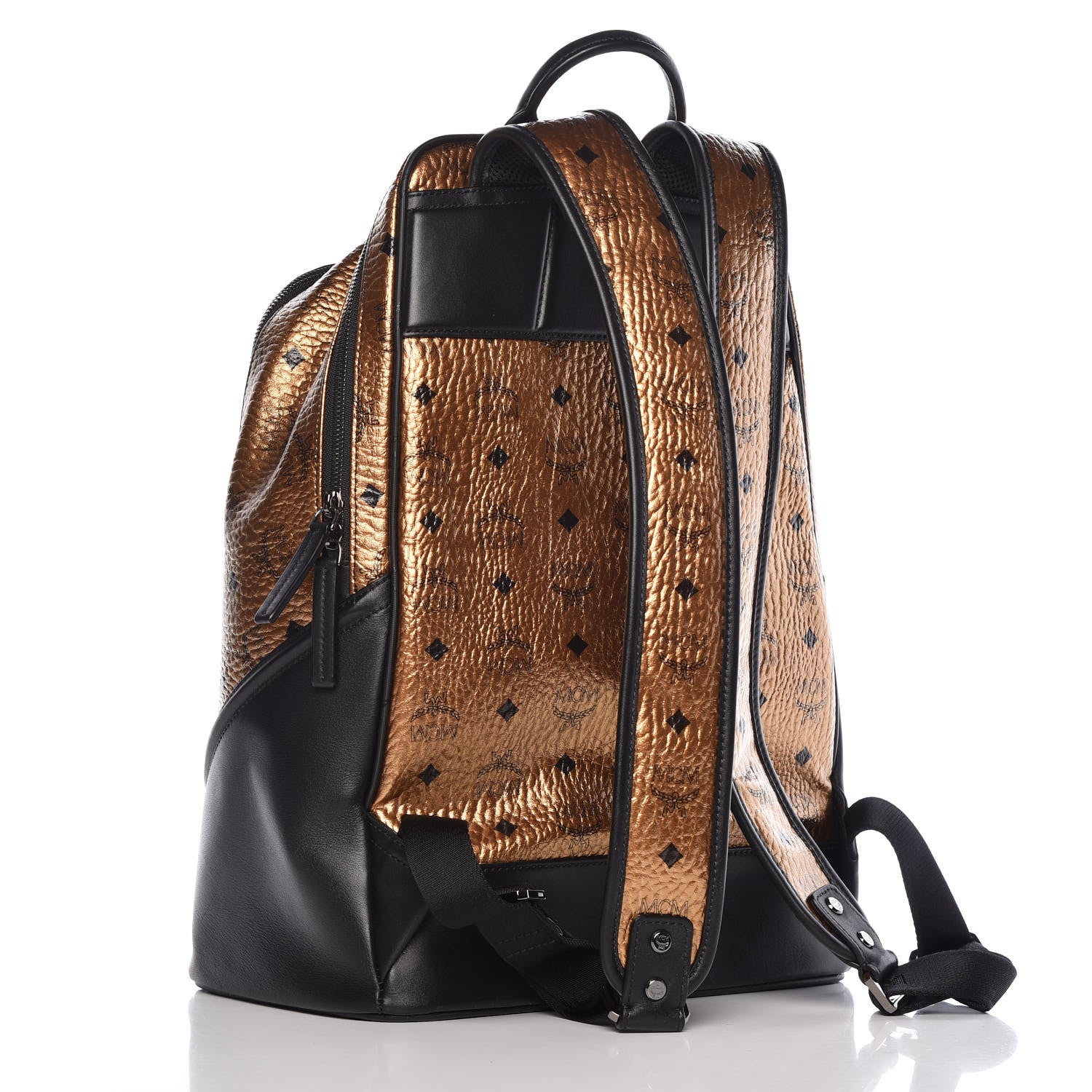 MCM Metallic Visetos Medium Duke Backpack Gold 3 of 11