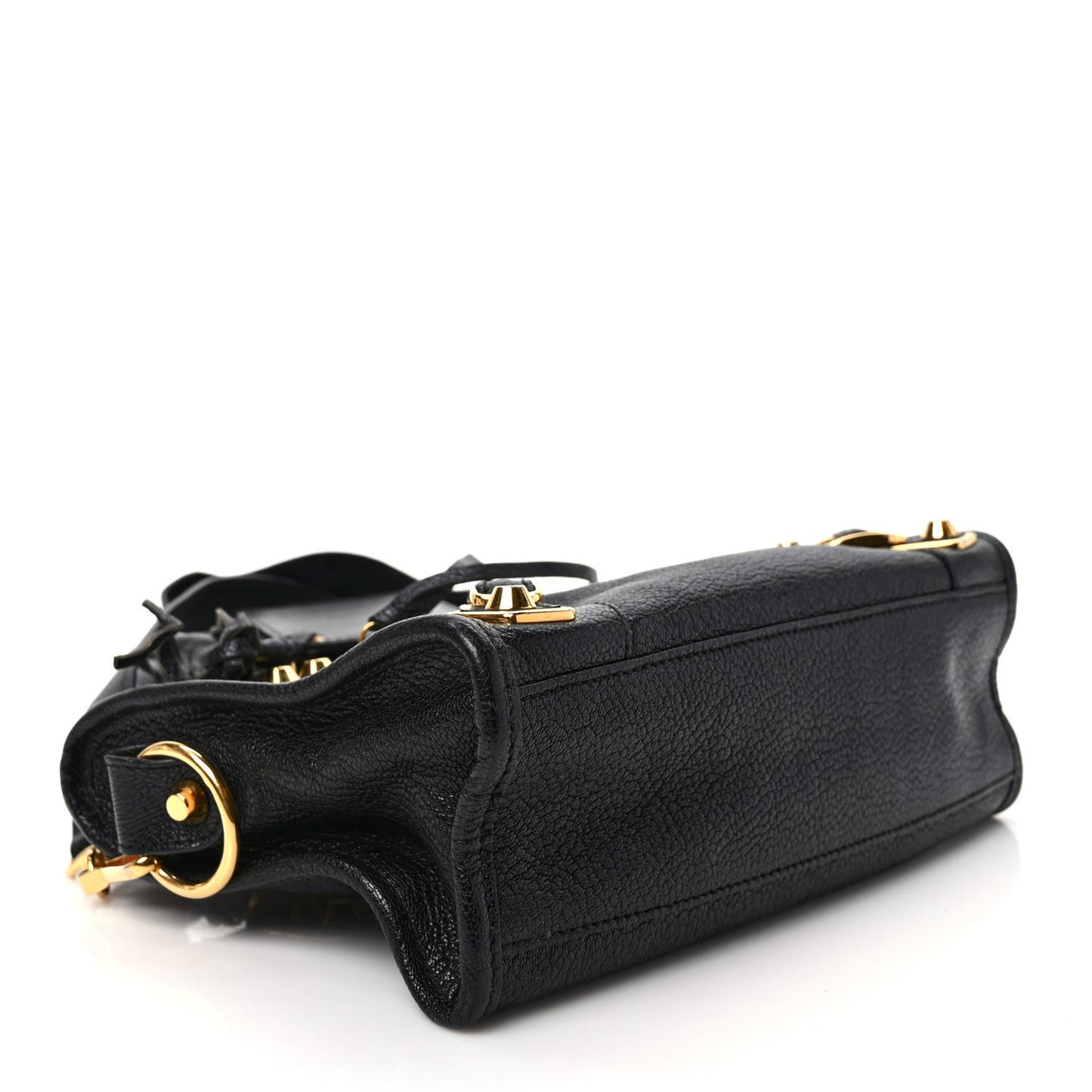 Chevre Gold Metallic Edge Hardware Mini City Black