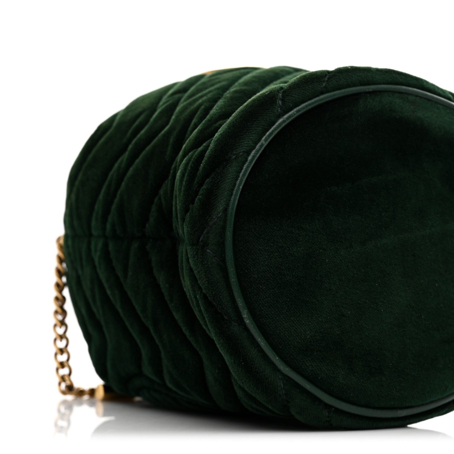 Gucci Velvet Matelasse Mini GG Marmont 2.0 Bucket Bag Dark Green 9 of 10