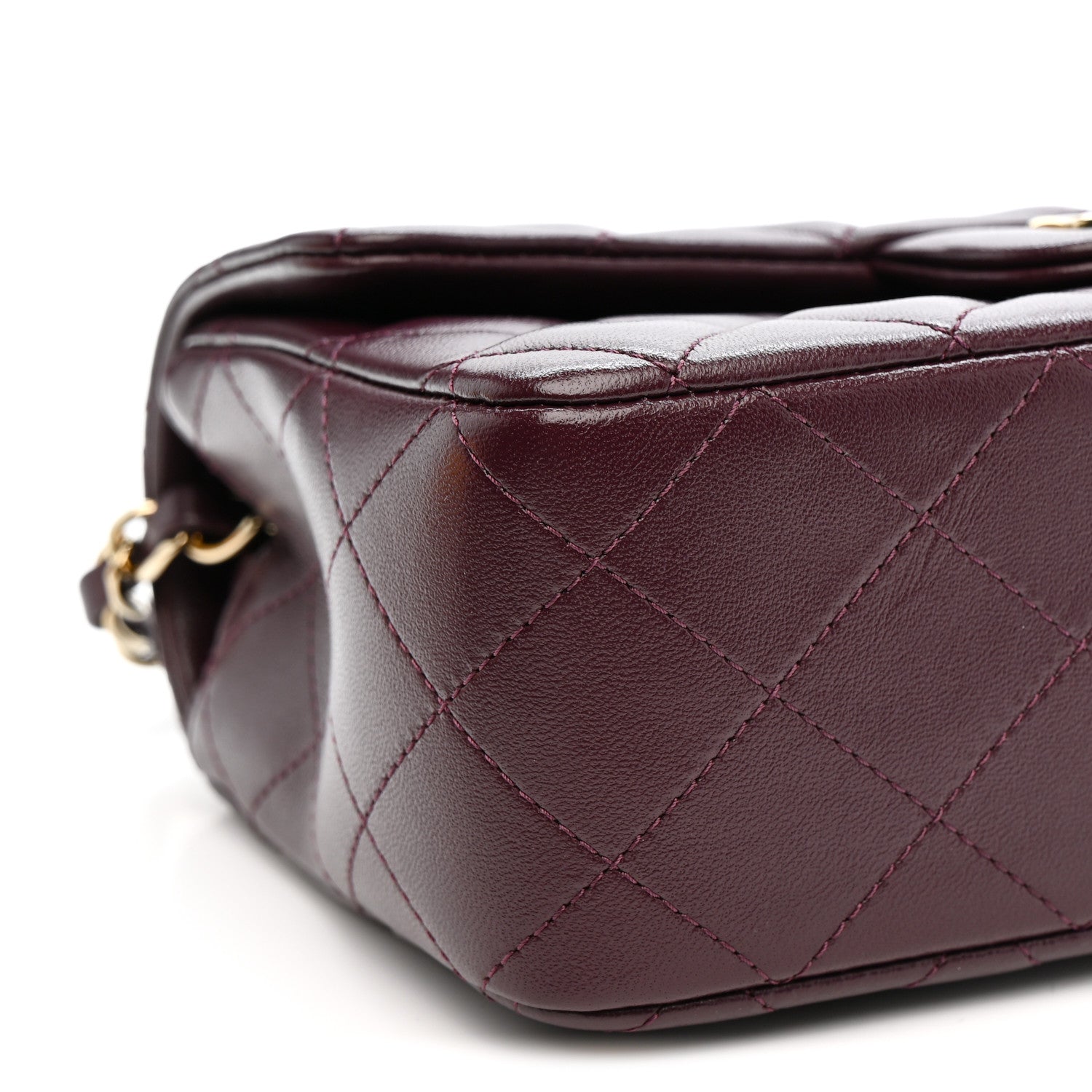 Chanel Lambskin Quilted Mini Rectangular Flap Burgundy Burgundy 9 of 12