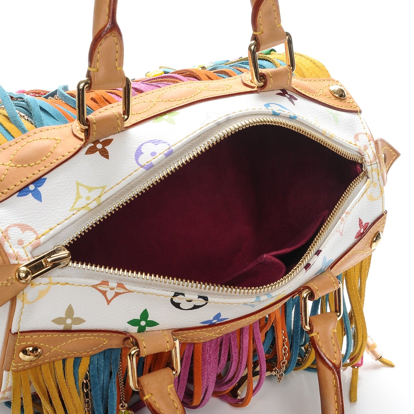 Monogram Multicolor Fringe Speedy 25 White