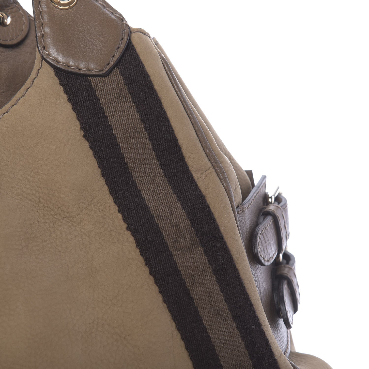 Gucci Nubuck Medium Web Heritage Shoulder Bag Taupe 13 of 16