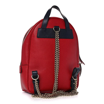 Gucci Pebbled Calfskin Bi-Color Soho Chain Backpack Red Navy 3 of 12