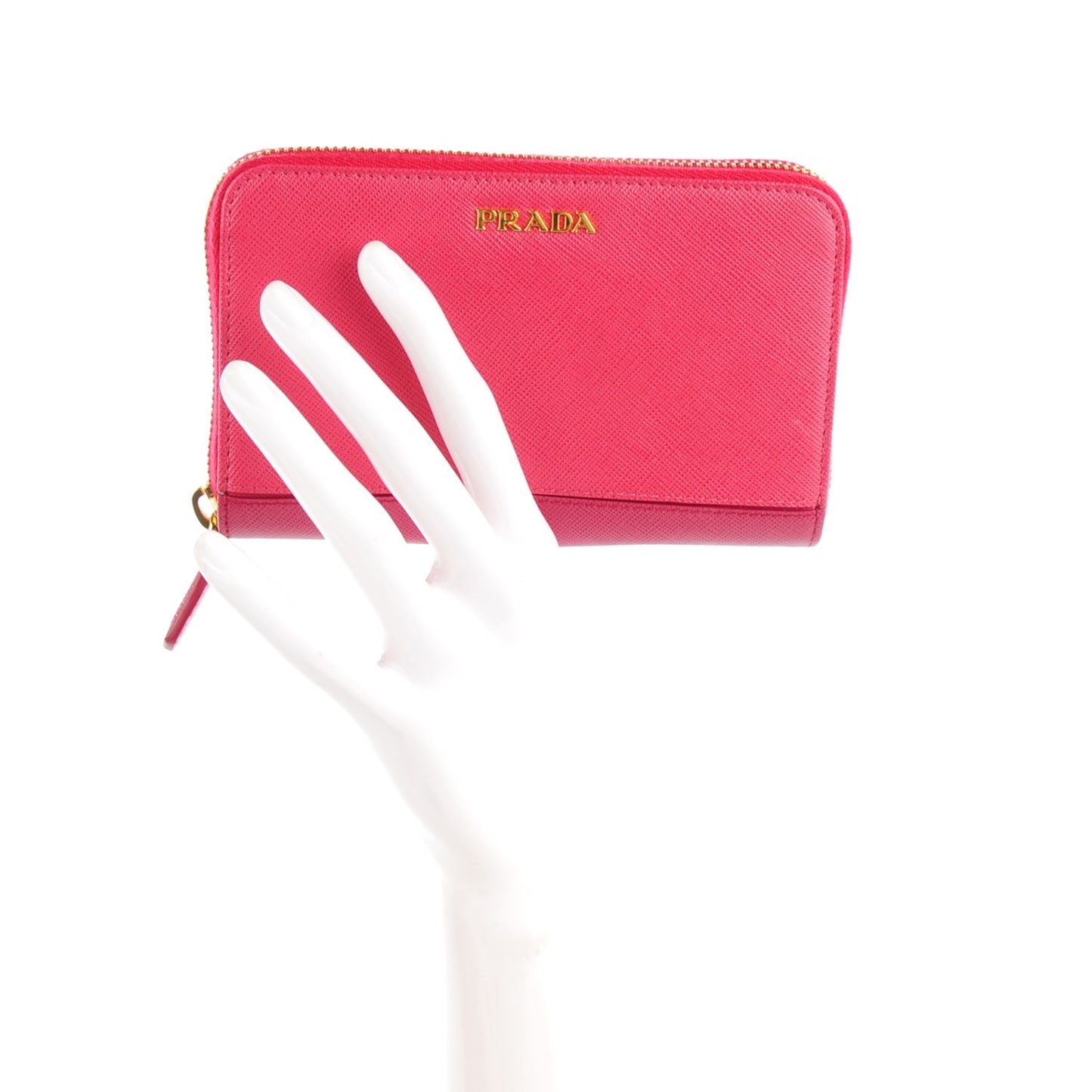 Saffiano Metal Bi-Color Zip Around Wallet Peonia Ibisco