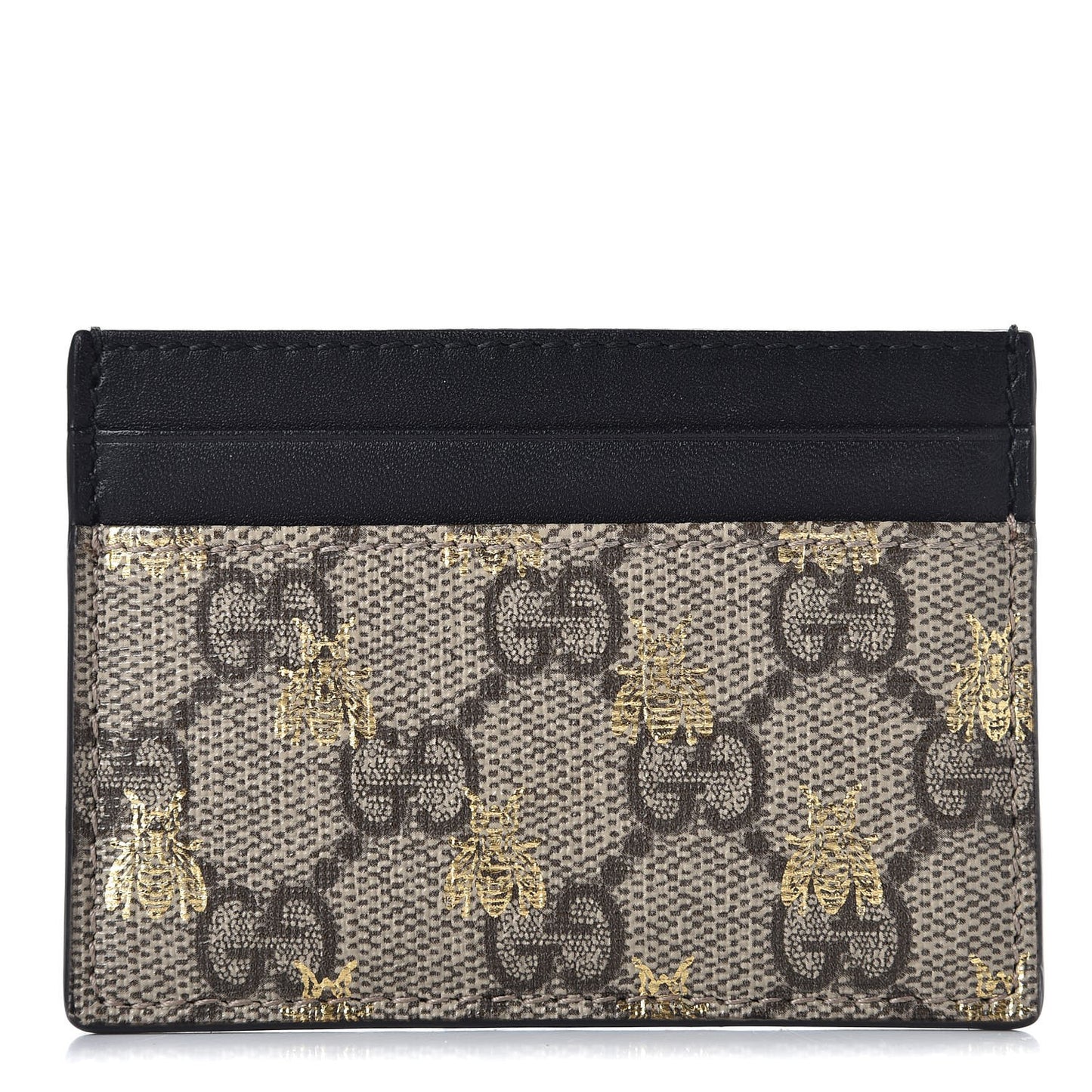 GG Supreme Monogram Bees Card Holder Black