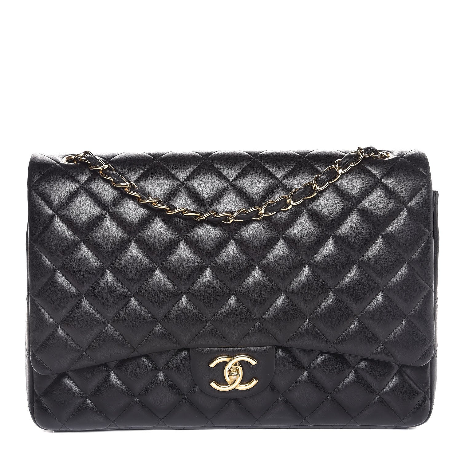 Chanel Lambskin Quilted Maxi Double Flap Black 1 of 7