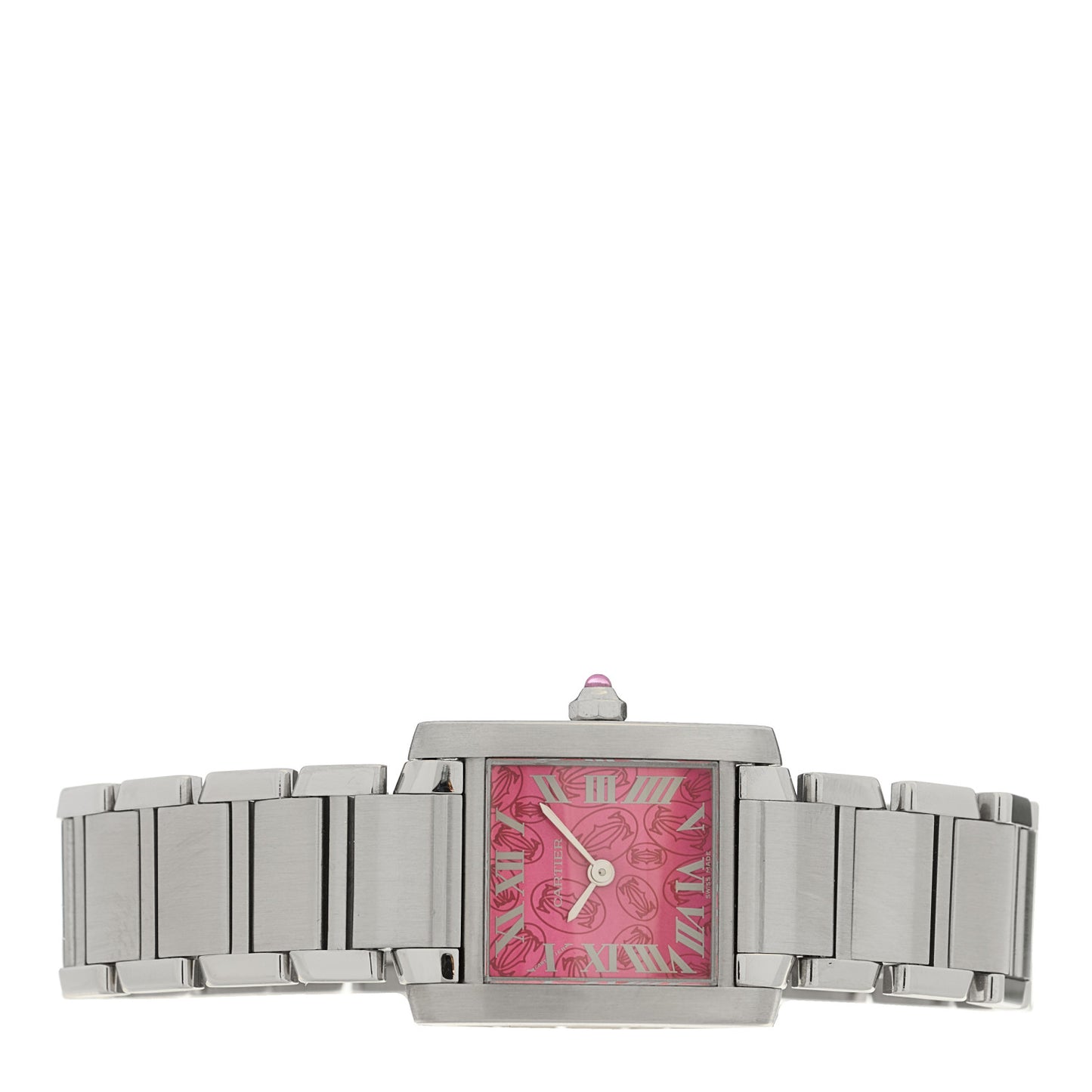 Stainless Steel 20mm Tank Francaise Quartz Watch Raspberry