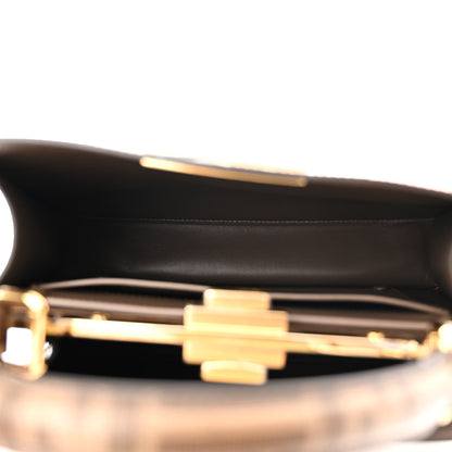 Fendi Glazed Fabric Vitello FF 1974 Hairdo Girls Inlay Medium Peekaboo Iconic Satchel Mogano Panna Multicolor 5 of 10