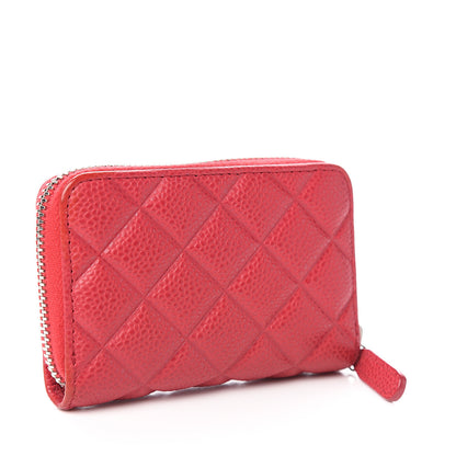 Chanel Caviar Quilted Diamond CC Zip Coin Purse Dark Pink 2 of 7