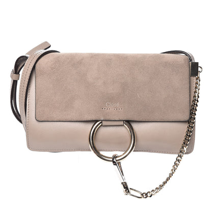 Chloe Suede Calfskin Small Faye Shoulder Bag Motty Grey 1 of 9