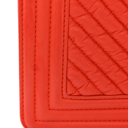 Chanel Wrinkled Lambskin Chevron Quilted Medium Boy Flap Orange 14 of 18