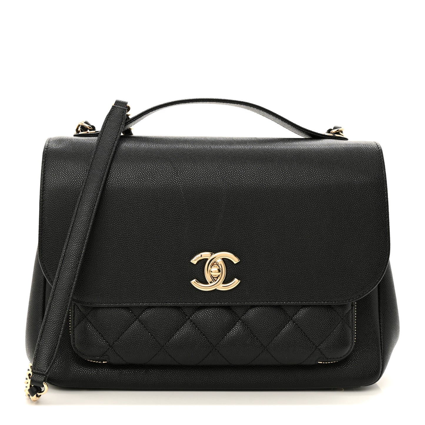 Caviar Quilted Large Business Affinity Flap Black