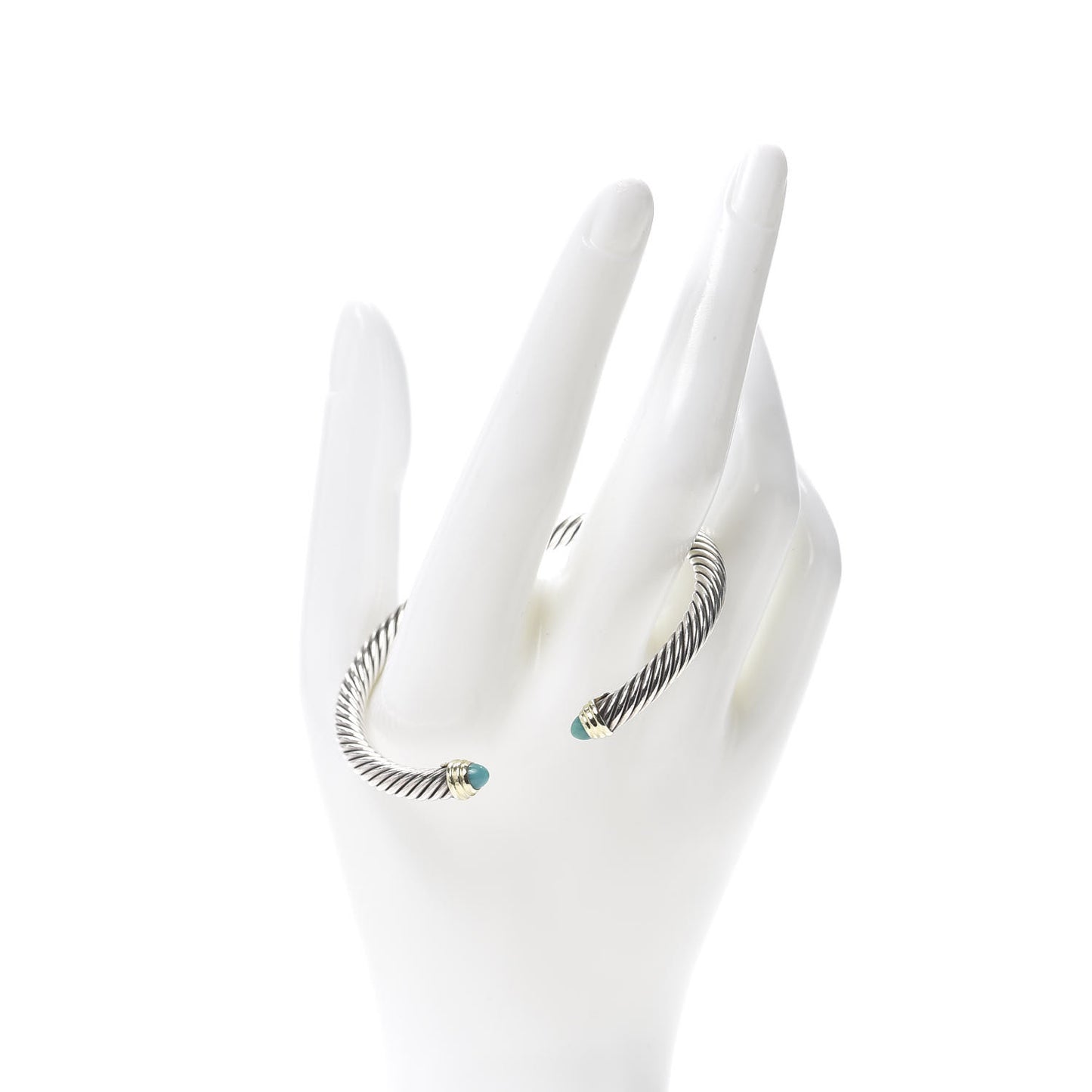 Sterling Silver 14K Yellow Gold Turquoise 5mm Cable Classics Petite Color Bracelet