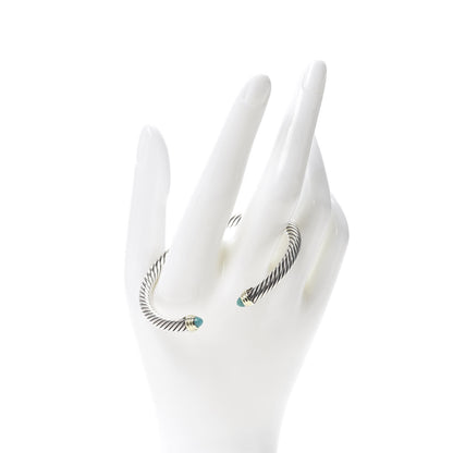 David Yurman Sterling Silver 14K Yellow Gold Turquoise 5mm Cable Classics Petite Color Bracelet 2 of 6